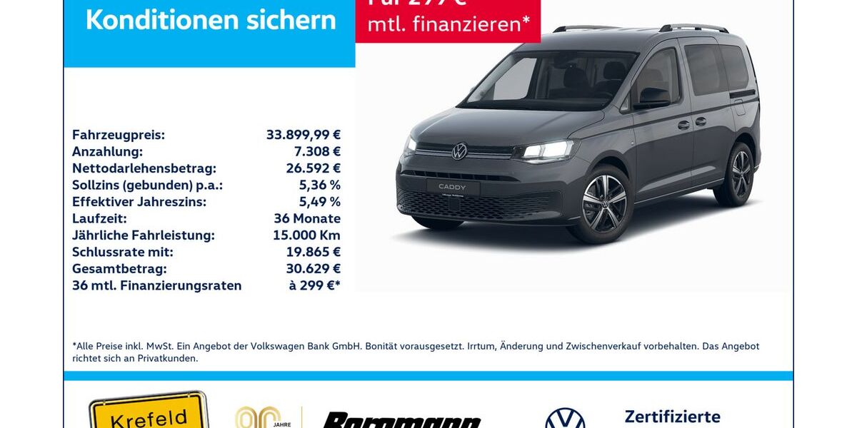 VW Caddy 18.661 km 33.900 &euro; Krefeld 47803